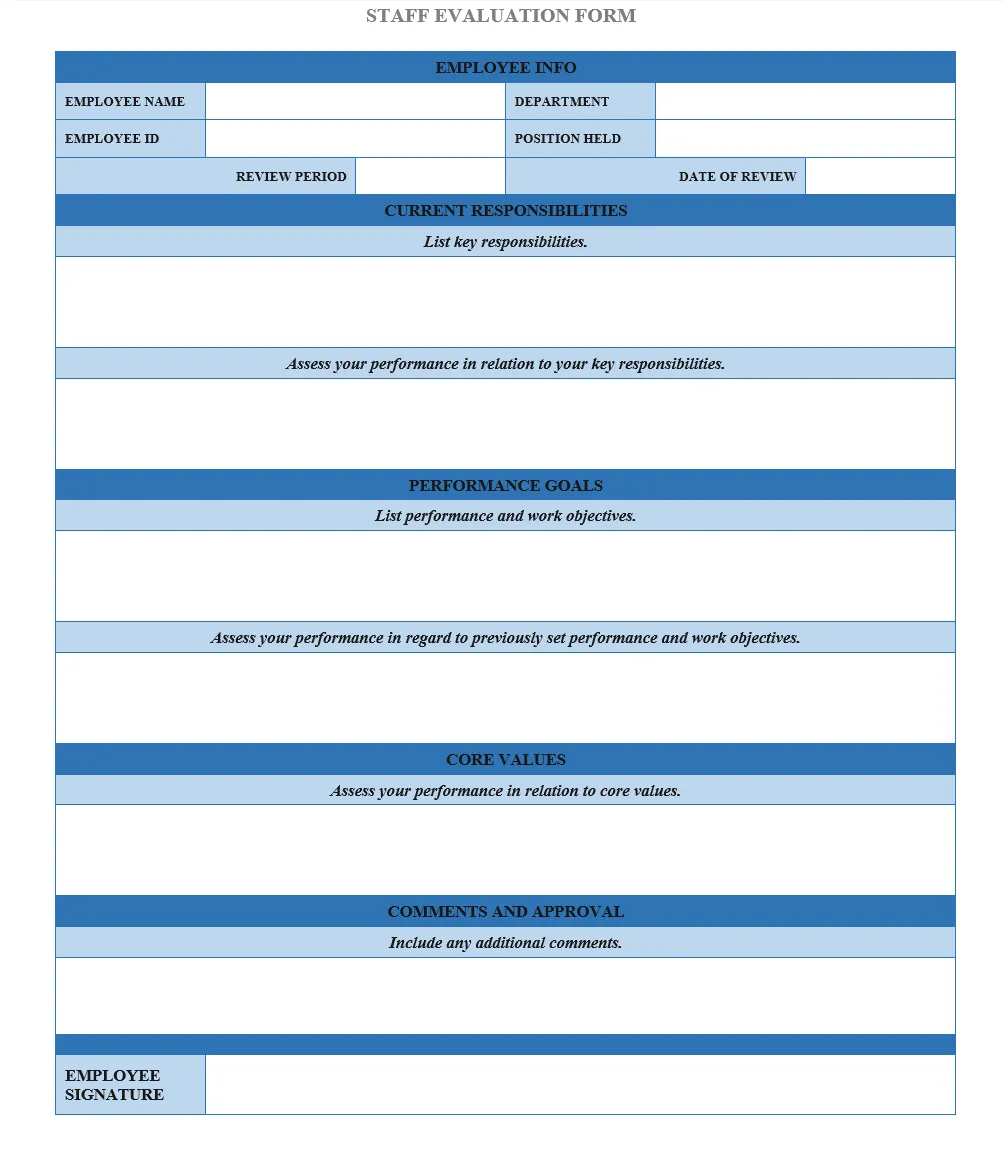 Staff Evaluation Form